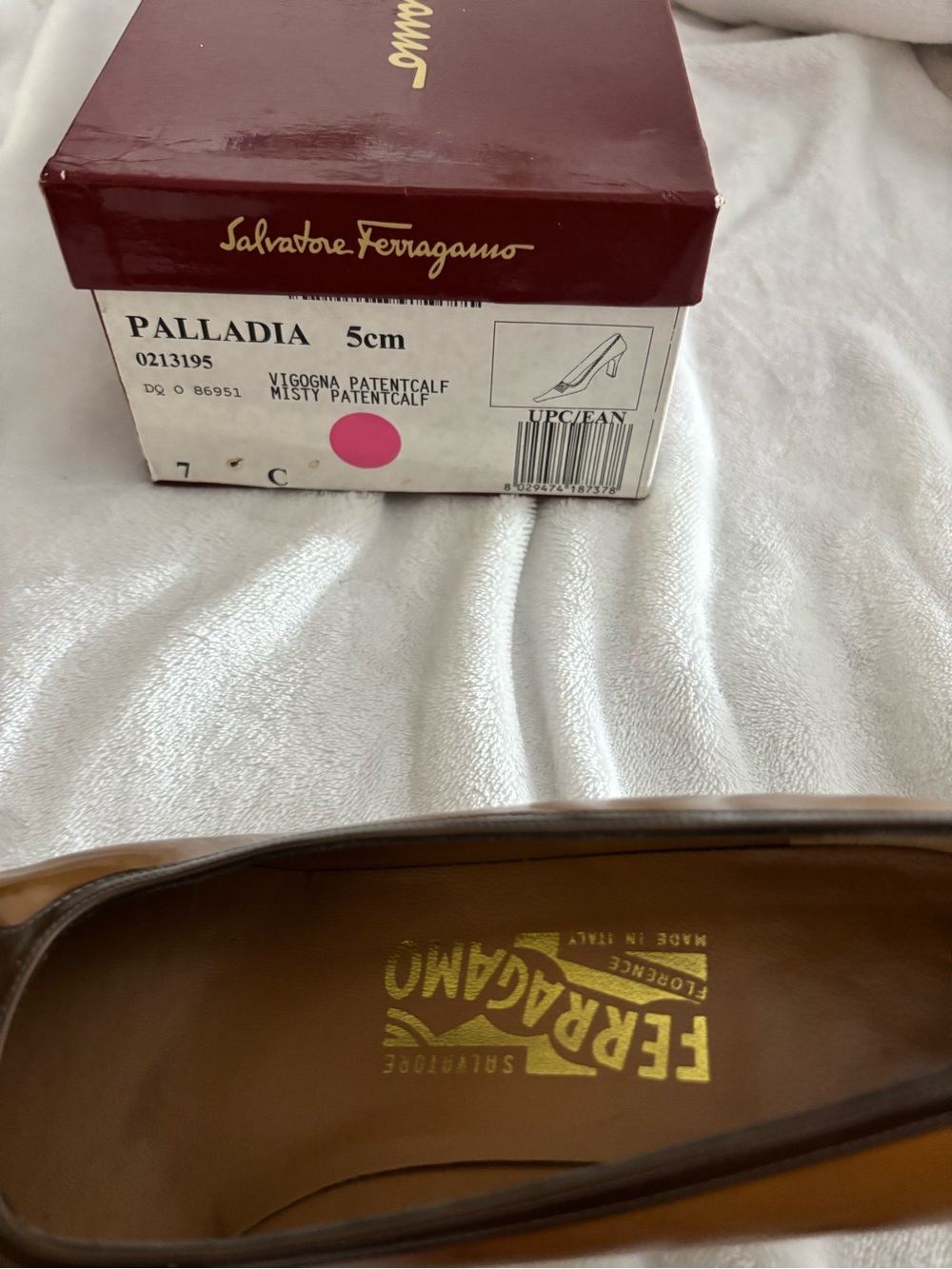 Salvatore Ferragamo Brown Leather Square-Toe Flats with Gold Logo Accent - Picture 2 of 10